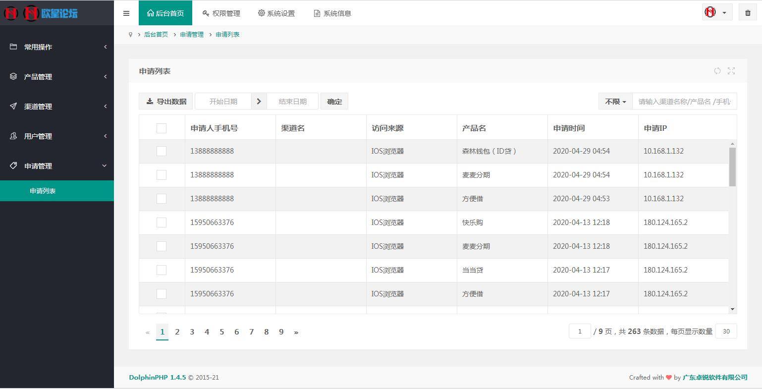 A1068 简约强大的贷超系统(采用DolphinPHP开发)去授权 开源版插图(9)