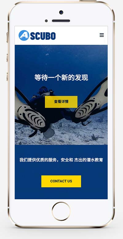 (自适应手机端)潜水服务公司网站源码 水上运动设备pbootcms网站模板插图(1)
