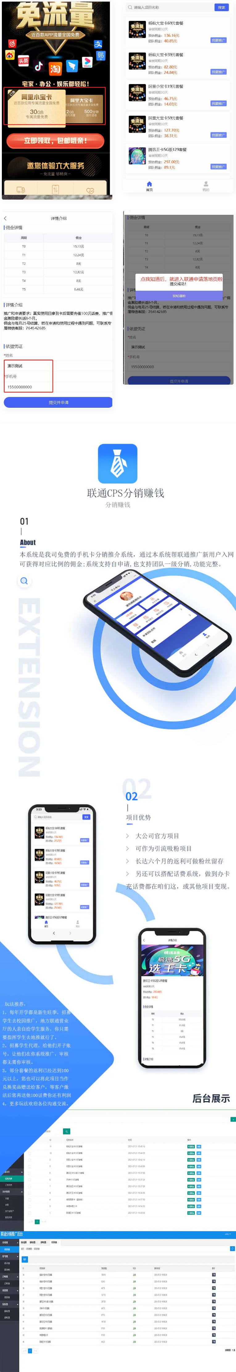 联通卡CPS 联通分销佣金系统/联通大王卡分销 独立安装版插图