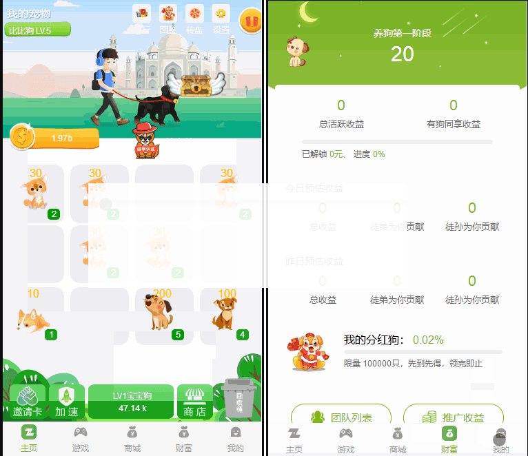【全民养狗运营版】陀螺国际APP+区块链系统+宠物养成+挖矿合成+养狗养宠物+算力币+商城版插图(2)