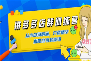 拼多多店群训练营：从小白到精通，只讲精华，没有任何废话
