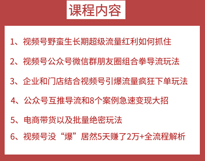 视频号训练营第2期：引爆流量疯狂下单，5天赚2万+全流程解析插图