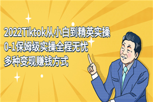 2022Tiktok从小白到精英实操，0-1保姆级实操全程无忧，多种变现赚钱方式