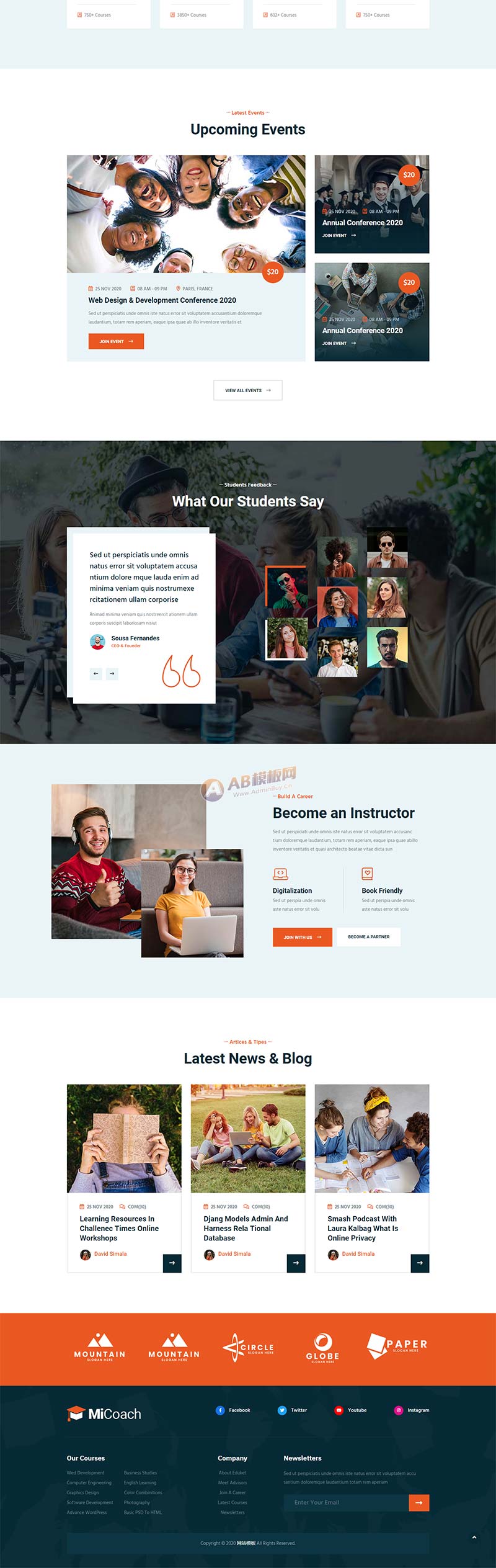 响应式在线课程教育培训行业HTML5静态网站模板插图