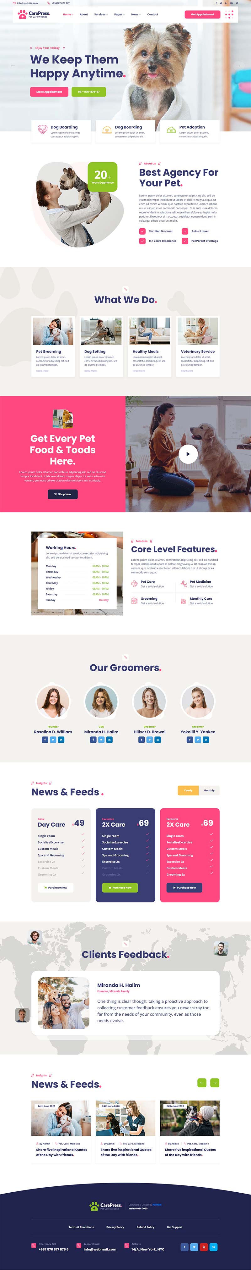 宠物护理医院兽医店铺官网静态HTML5模板插图