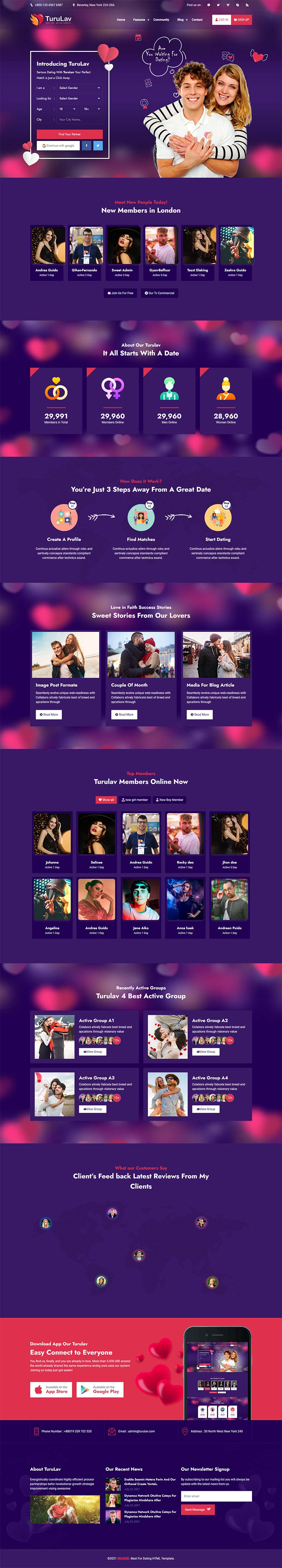 国外交友社交平台响应式网站模板插图