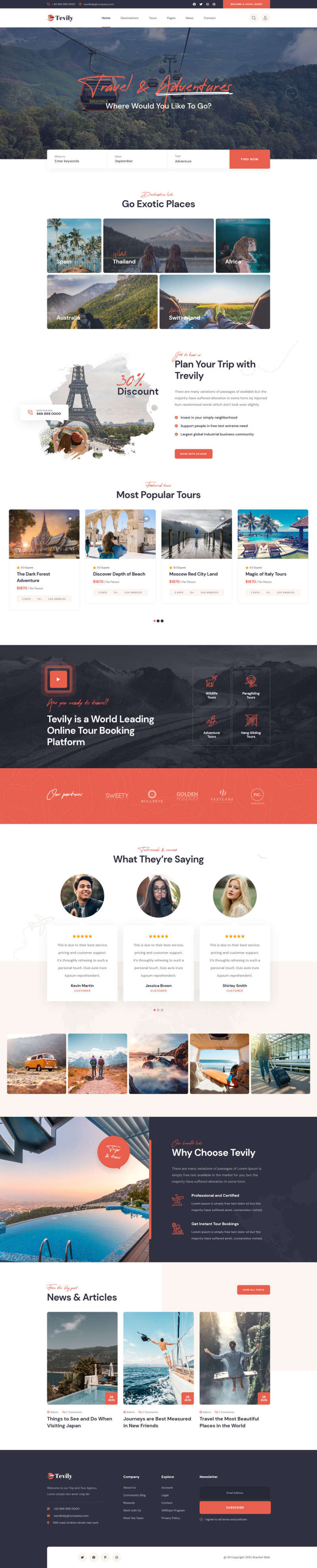 响应式的旅游团报名服务网站模板插图