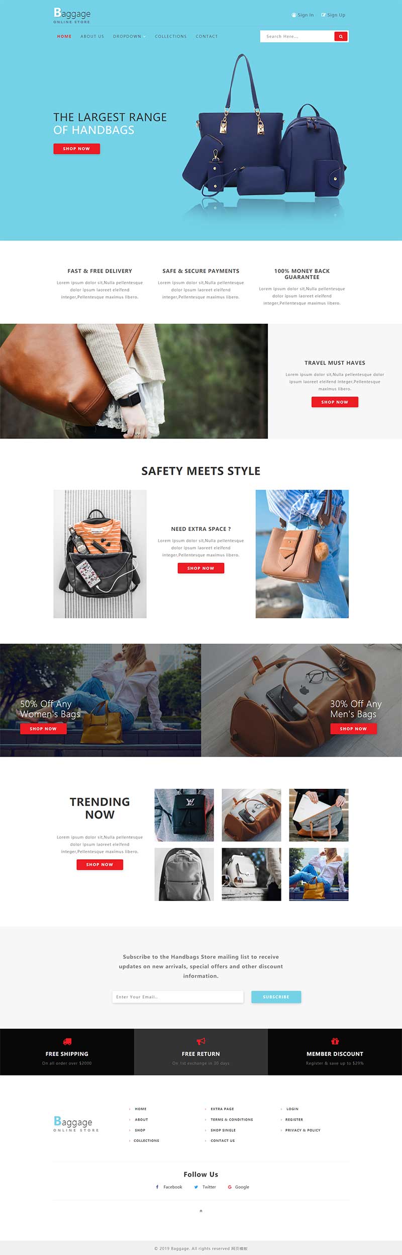 通用的Bootstrap响应式箱包电子商务网站模板插图