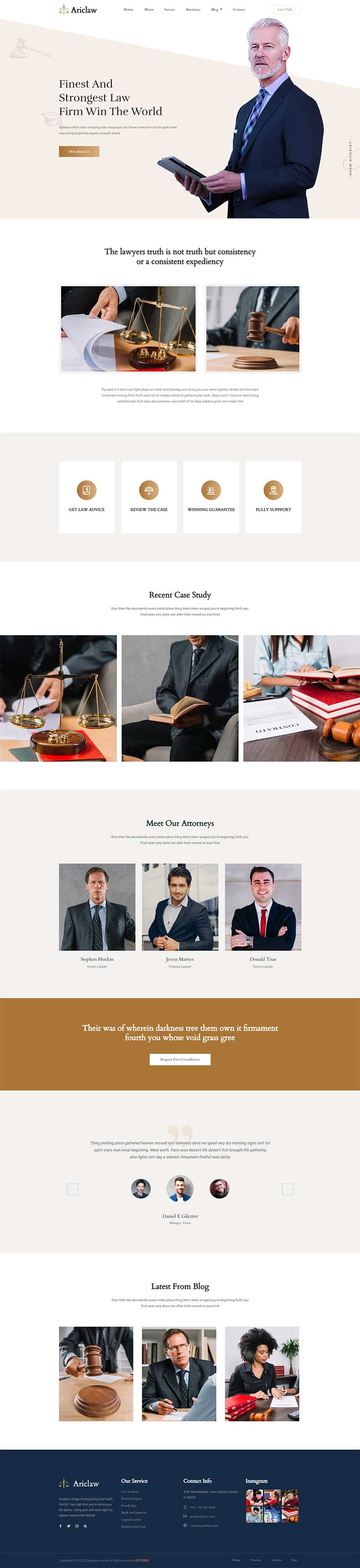 土黄色律师事务所HTML5静态网页模板插图