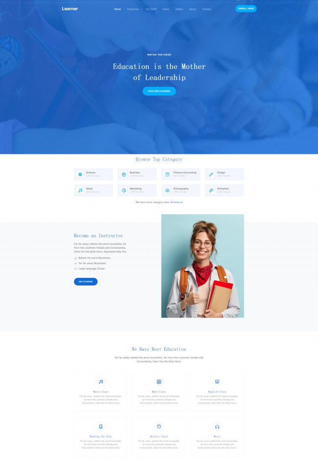 网课教育培训机构网站模板插图