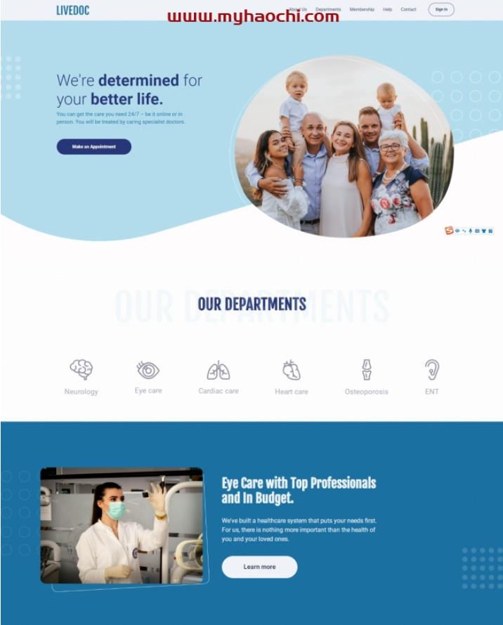 医疗健康服务网站HTML5模板插图