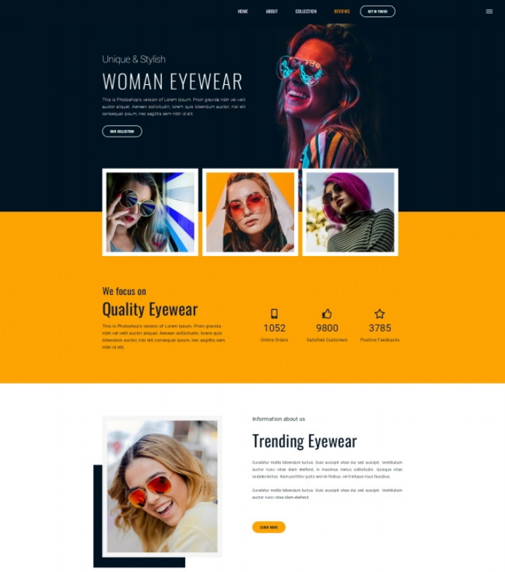 时尚女士墨镜品牌宣传网站模板插图