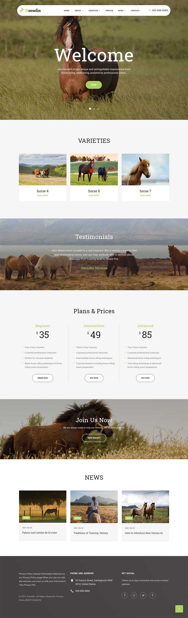 (自适应手机版)养马场畜牧业网站织梦模板插图(1)