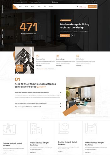 咖啡色现代建筑设计服务公司网站模板