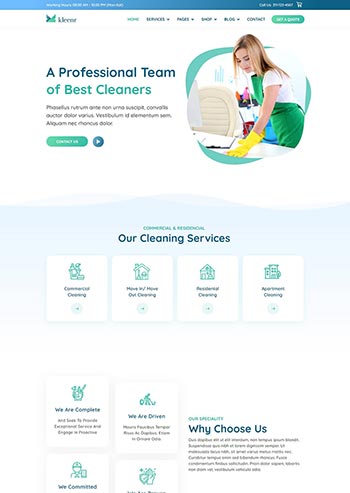 绿色清爽的家政清洁服务公司网站模板