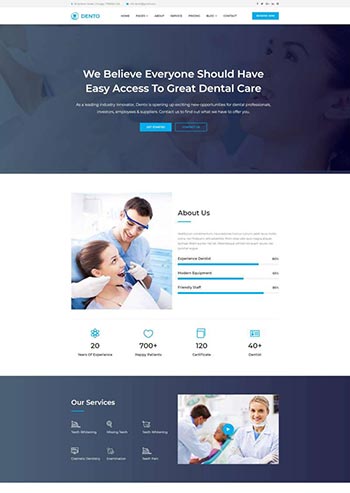 蓝色清爽的HTML响应式牙科预约网站模板