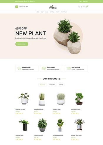绿色的盆栽植物商城网页模板