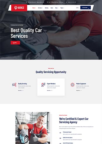 红色汽车维修服务店铺官网HTML5模板
