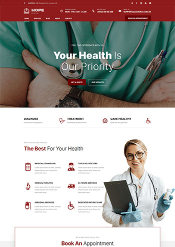 牙科门诊服务静态网站HTML5模板