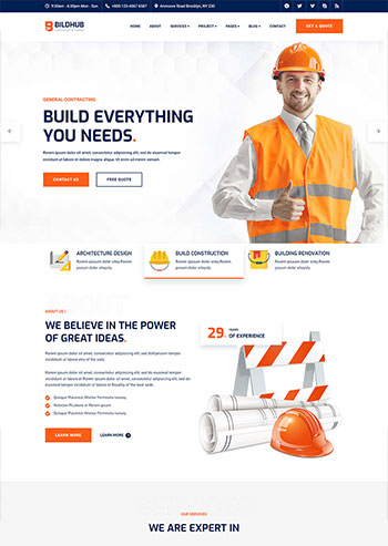 橙色响应式建筑结构工业网站模板